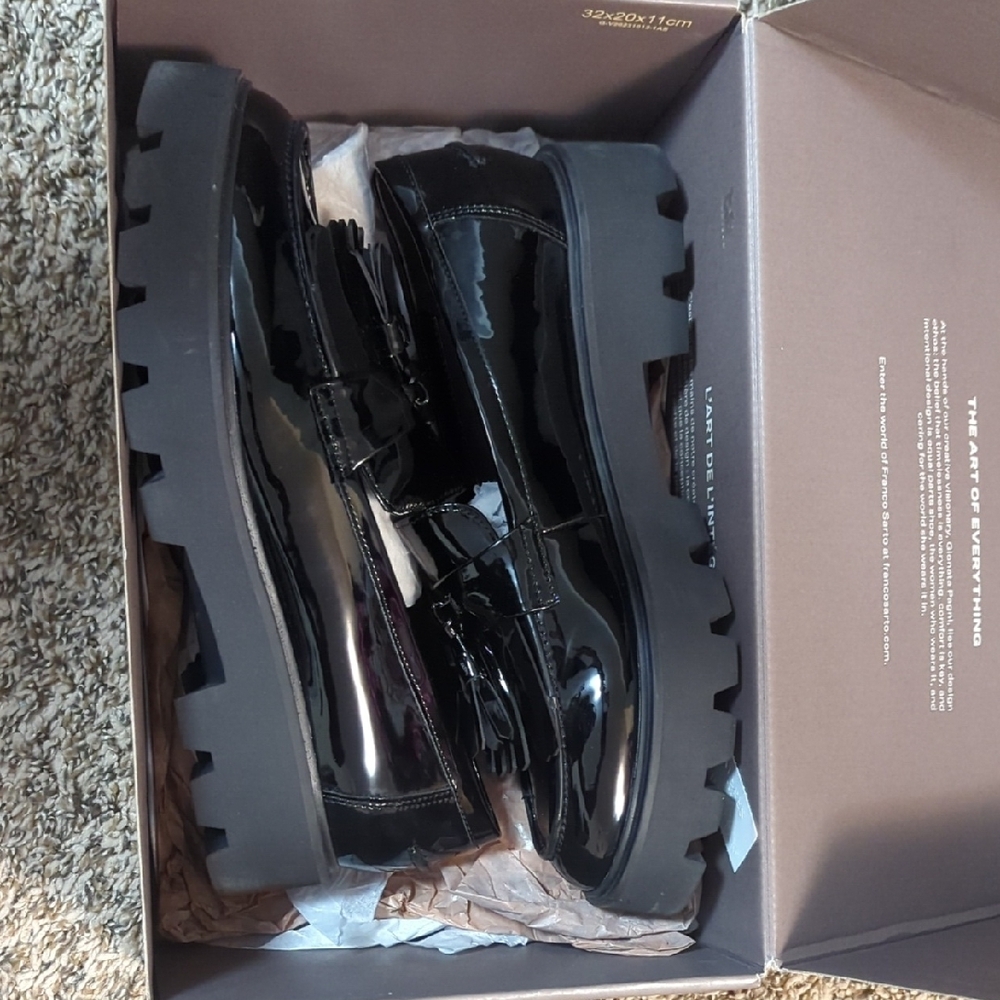 Franco Sarto Black Patent Leather Women's Shoes